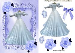 White Victorian Dress with Roses in Ornate Frame
