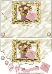 Flowers in a Gift Box in a Gold Baroque Frame