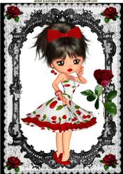 Cherrylicious Little Lady with Red Roses in Lace Frame A4