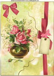 Pink Roses & Butterflies on a Scalloped Envelope A4