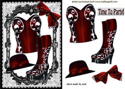 Red Basque with Boots in Lace Frame