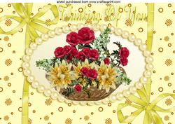 Summer Flowers in a Basket Thinking of You A4