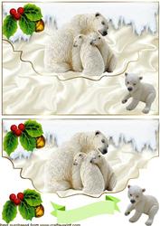 Cuddly Family of Polar Bears on Scalloped Envelope