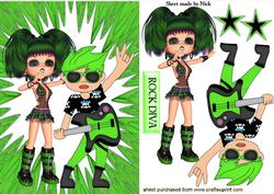 Rock Diva in Green Abstract Frame
