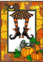 Witches Legs with Pumpkins & Spiders A4