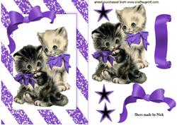 Cute Pair of Kitties with Purple Bow