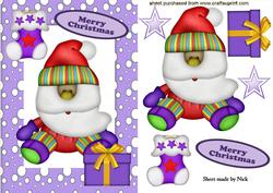 Happy Santa in Purple Snow Frame
