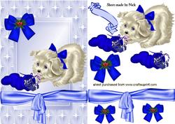 Little White Puppy in Blue Star Frame