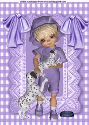 My Little Dalmation Puppy in Purple Lace Frame A4