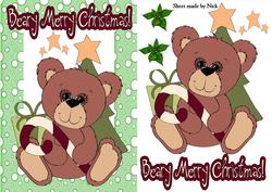 A Beary Merry Christmas in Green Snow Frame