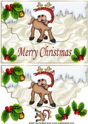 Cute Reindeer in the Snow with Santa Hat On