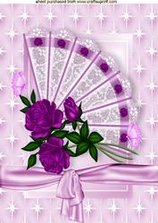 Pretty Pink Roses with Bow on Lace Frame A4
