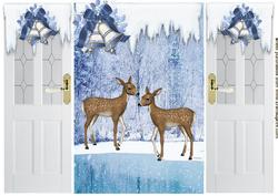 Cute Pair of Reindeers in Snow Scene Gatefold
