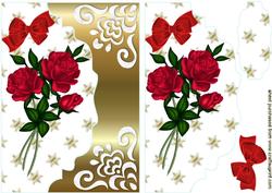 Red Roses on Gold Scalloped Envelope