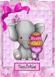 Cute Little Elephant in Star Frame with Icecream Sundae A4