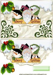 Santa and Friends on Scalloped Envelope