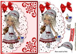 Little Girl with Santa Dress on with Present