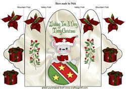 Little Christmas Mouse Sitting on a Bauble Trifold