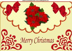 Red Poinsettias & Red Bows on Scalloped Envelope A4