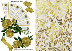 Gold Roses on a Lace Fan