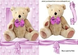 Cute Cuddly Bear in Pink Star Frame