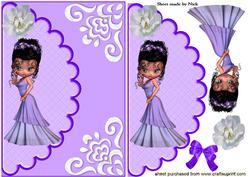 Pretty Lady with White Rose on Scalloped Envelope