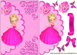 Pretty Lady in Pink with Pink Rose on Scalloped Envelope