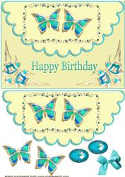 Pretty Blue/turq Butterflies on Scalloped Envelope