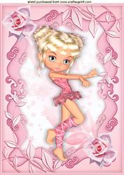 Dancing Ballerina in Rose Floral Frame A4
