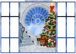 Snow Scene with Christmas Tree, and Pretty Window, Gatefold