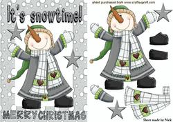 Snowman with Carrot Nose in Silver Snow Frame A5