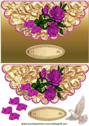 Beautiful Pink Roses, with Dove on Scalloped Envelope