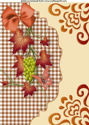 Autumn Leaves with Grapes on Scalloped Envelope A4