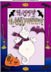 Ghost with Cheeky Bat in Funky Frame A4