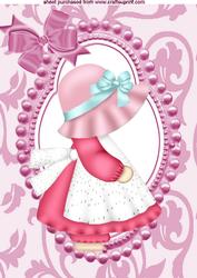 Sweet Bonnet Girl in Bead Frame