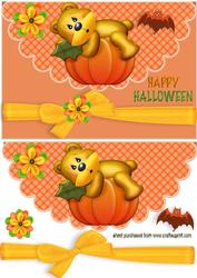 Cute Bear Sleeping on a Pumpkin Scalloped Envelope