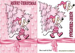 Mouse with Christmas Tree in Star Frame
