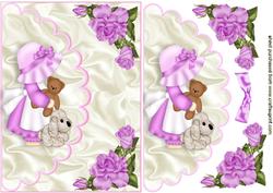 Little Bonnet Girl with Her Cuddly Toys