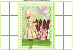 Little Bonnet Girl with Bird, French Gatefold