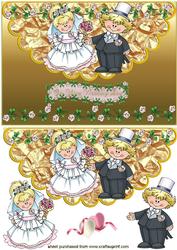Wedding Couple with Pink Roses