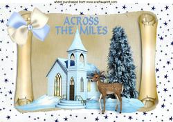 Across the Miles, Church with Snow on a Scroll A4