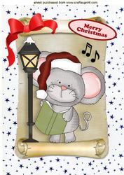 Cute Mouse Carol Singing on a Scroll A4