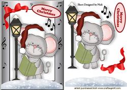 Cute Mouse in Snow Carol Singing