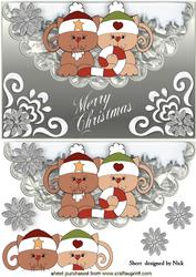 Cute Pair of Christmas Kitties with Hats On