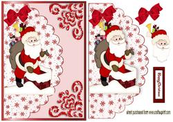 Santa Down the Chimney on Scallped Envelope