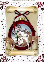 Beautiful Christmas Scene in Red Bauble on Scroll A4