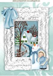 Beautiful Christmas Scene in Silver Baroque Frame A4
