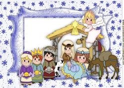 Christmas Nativity Scene, in Ornate Frame A4