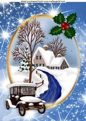 Beautiful Christmas Scene, with Vintage Car A4