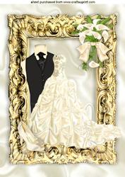 Ivory Wedding Dress with Tux in a Gold Baroque Frame A4